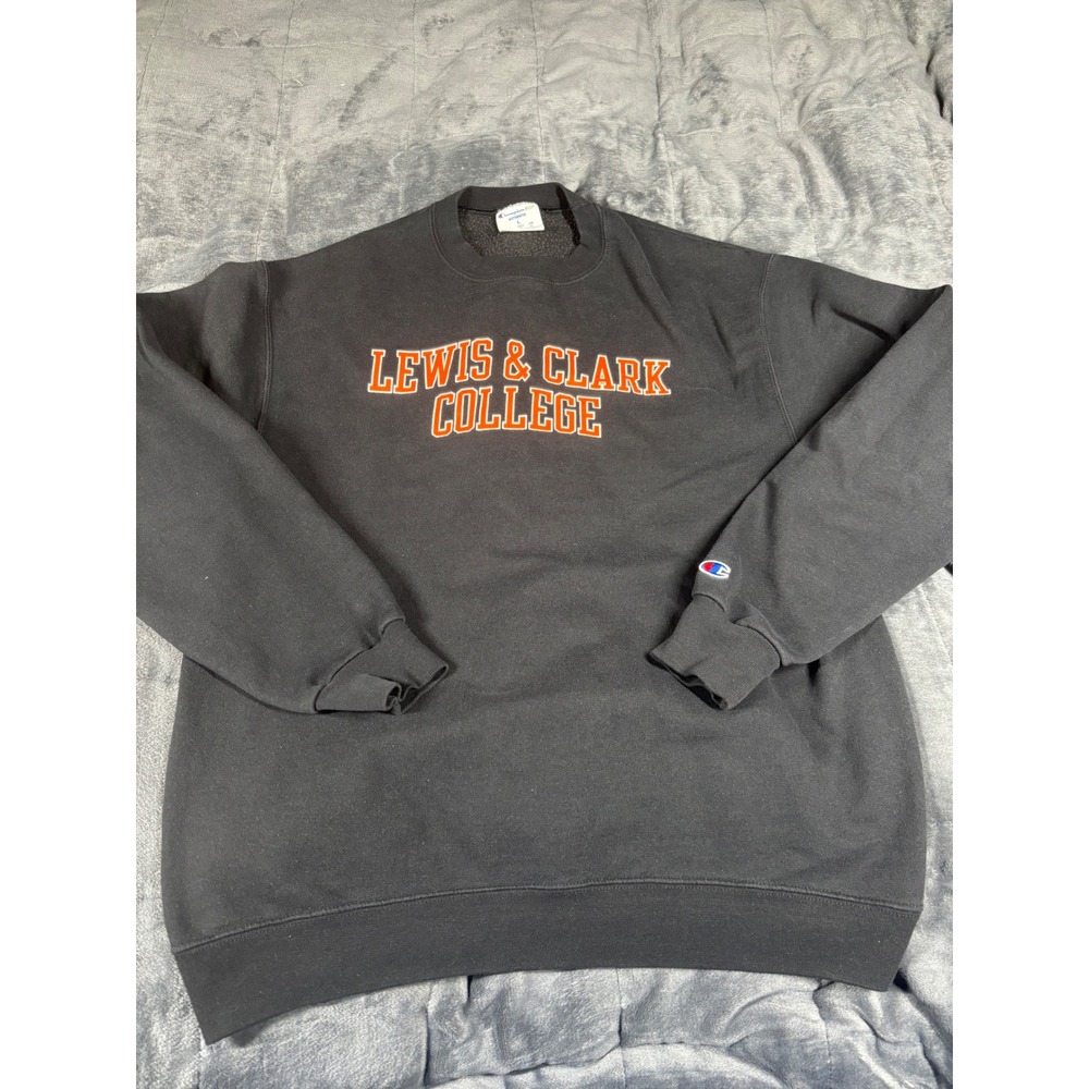 Champion Lewis & Clark College Mens Black Crewneck Sweatshirt Large 6477